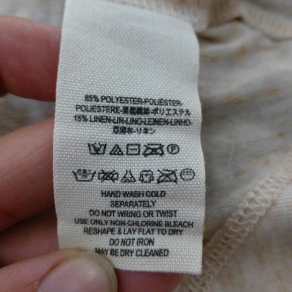 We The Free Top Womens L Boho Beige 3/4 Sleeve Flowy Slouchy Scoop Neck Linen - Picture 7 of 10